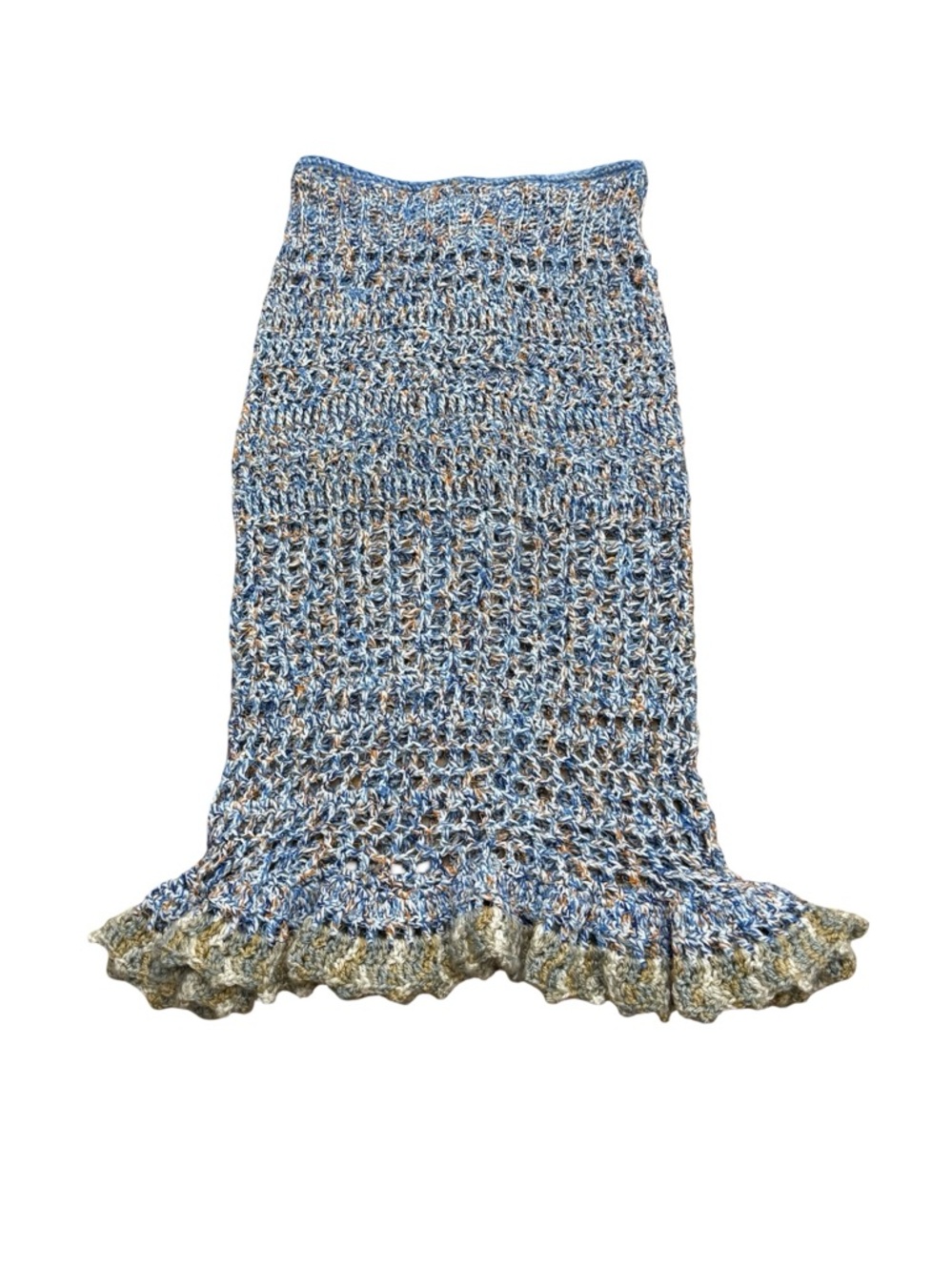 Custom Gimme Danger LA Crocheted Drawstring Skirt Blue White Cotton 2020s